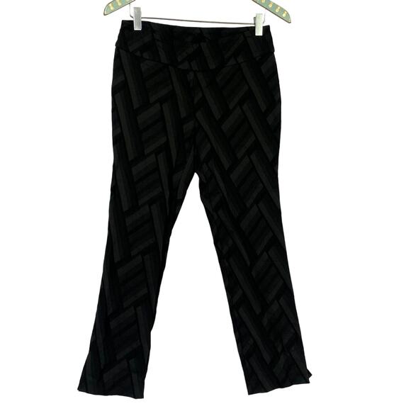 Soft Surroundings Pants - Soft Surroundings Crop Pants PS Black Geometric Notch Ankle Pull On Petite Small